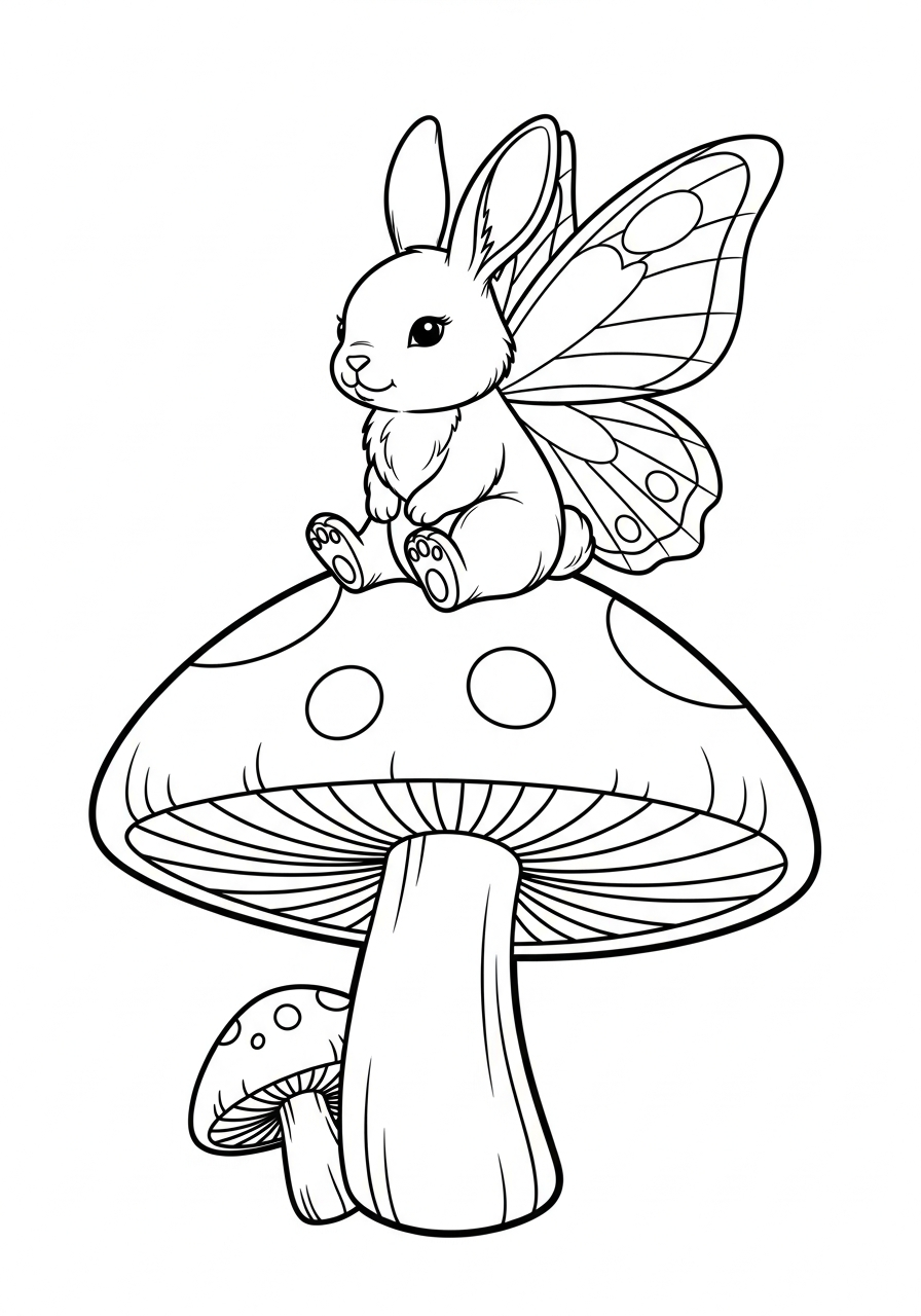 Magical fairy bunny with wings coloring page