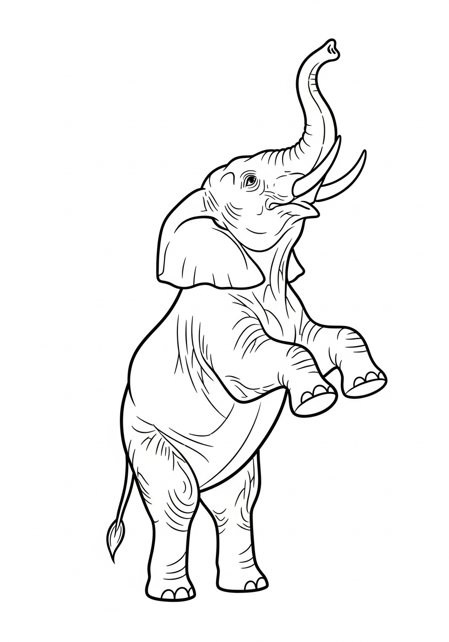 Elephant Coloring Pages 28 Majestic trumpeting elephant standing coloring page