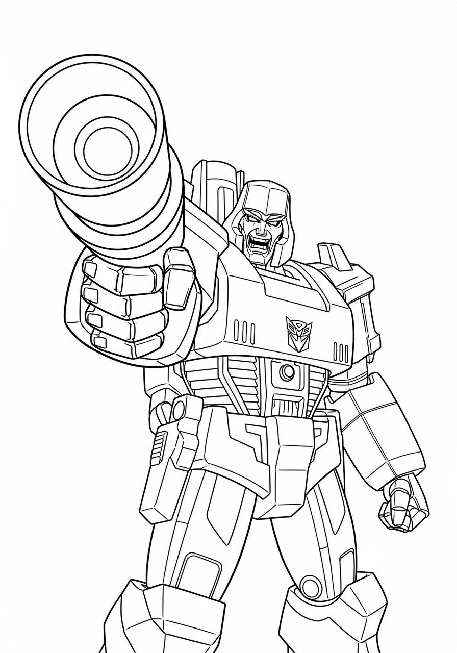Megatron fusion cannon aiming forward coloring page
