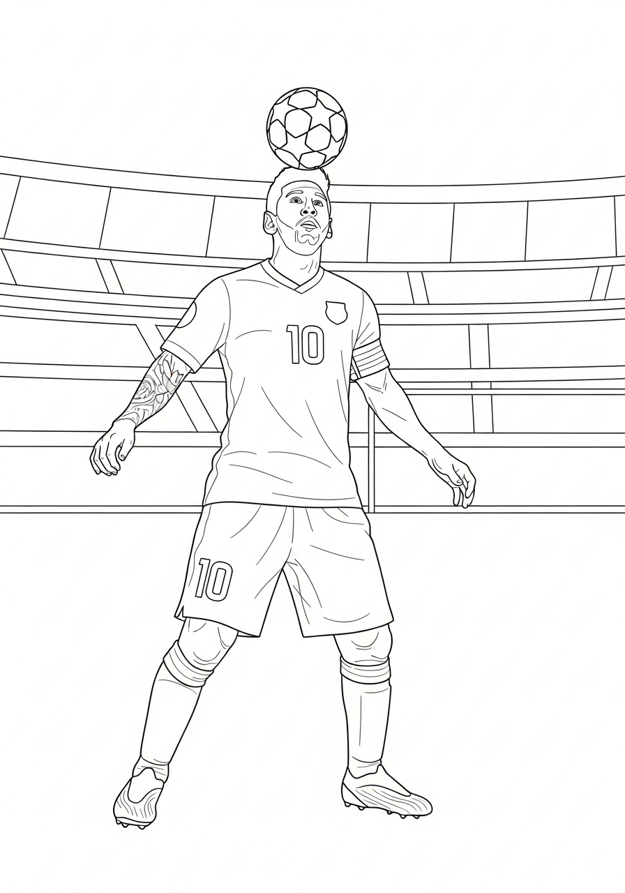 Messi chest control skill coloring page