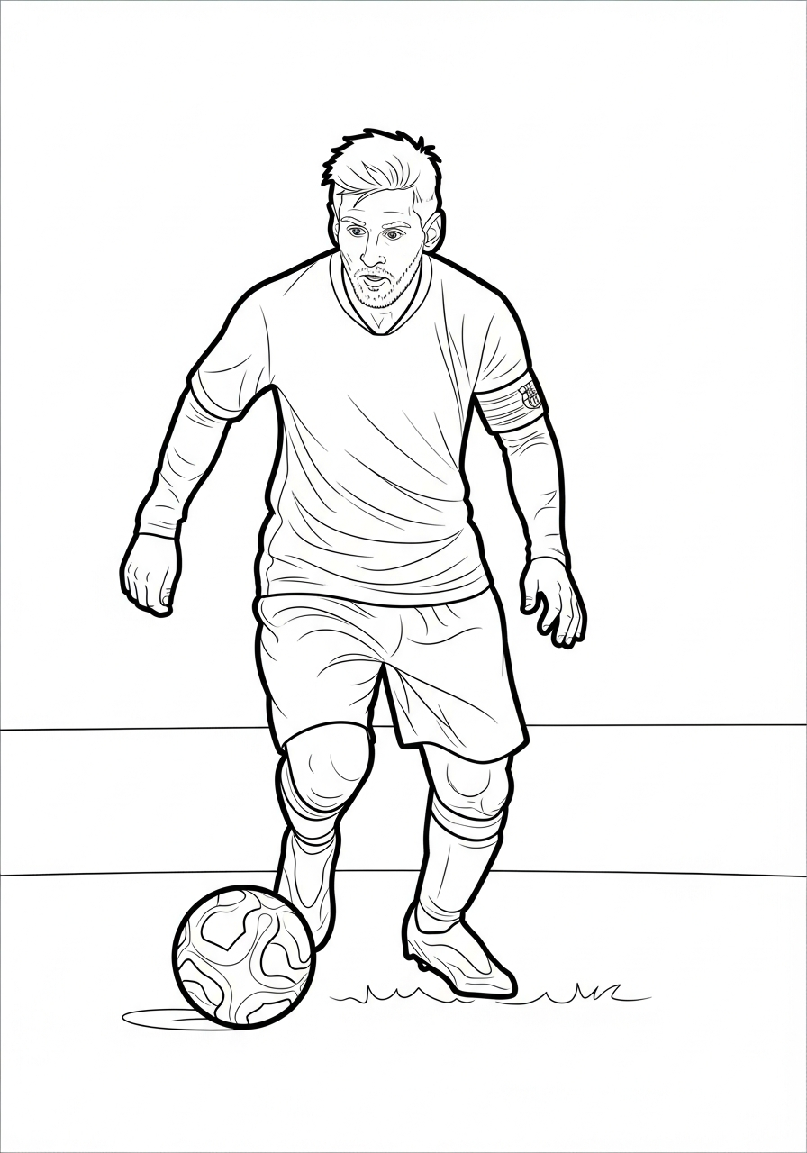 Messi close control dribbling coloring page