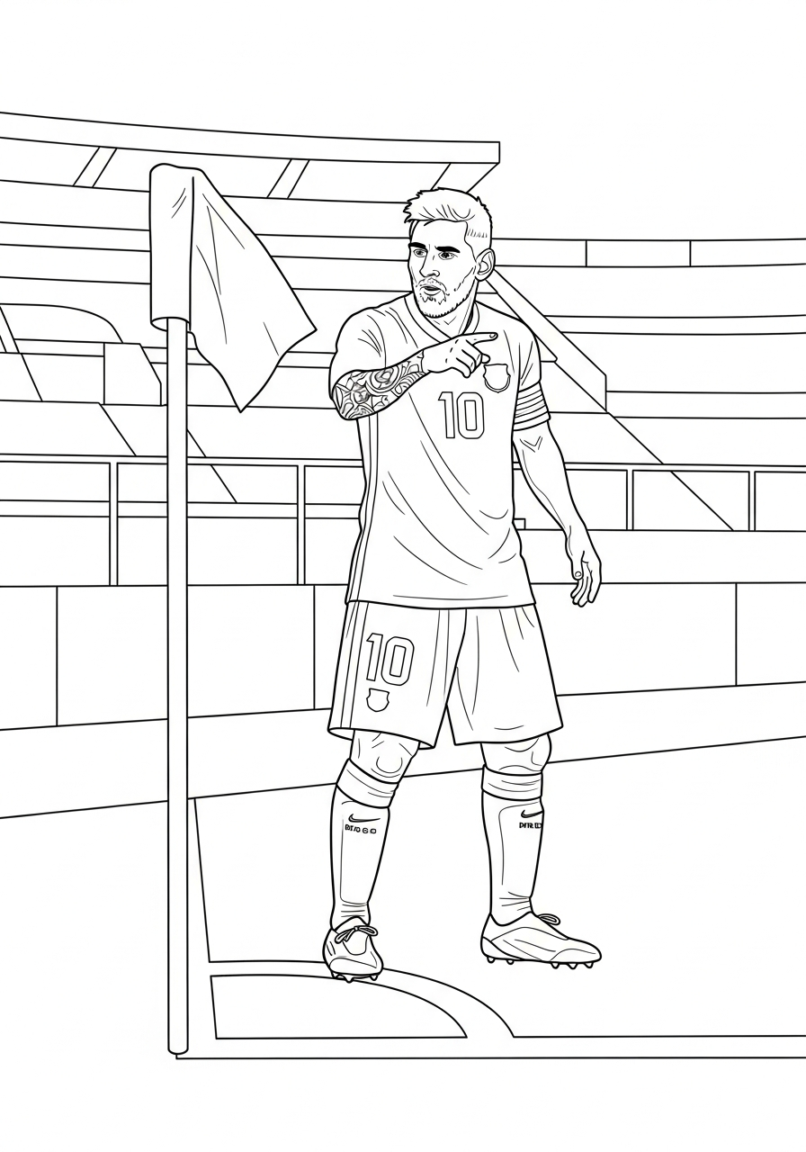 Messi corner kick signal coloring page