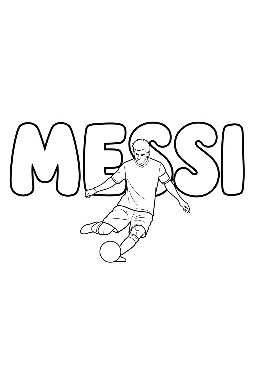 Messi name graffiti art coloring page