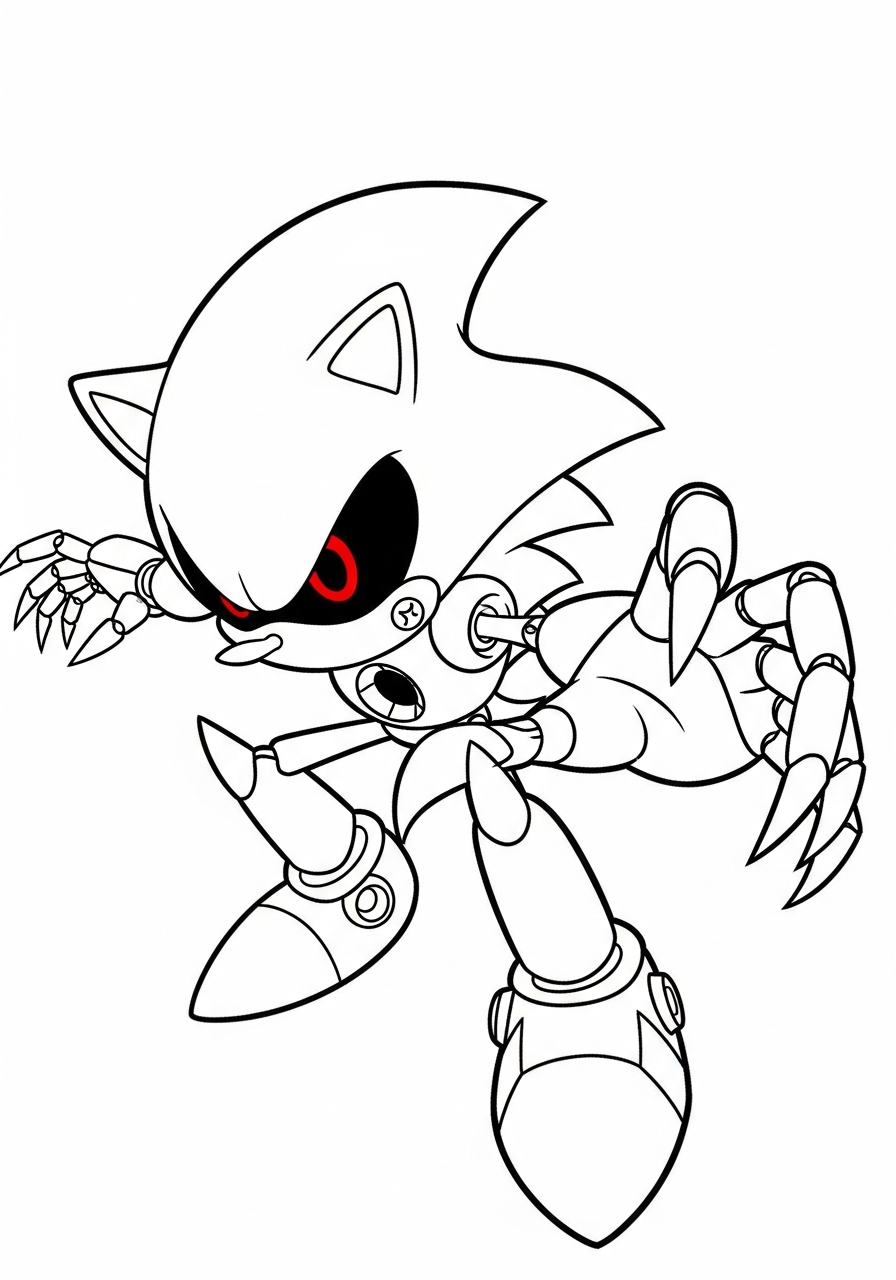 Metal Sonic attacking claws coloring page