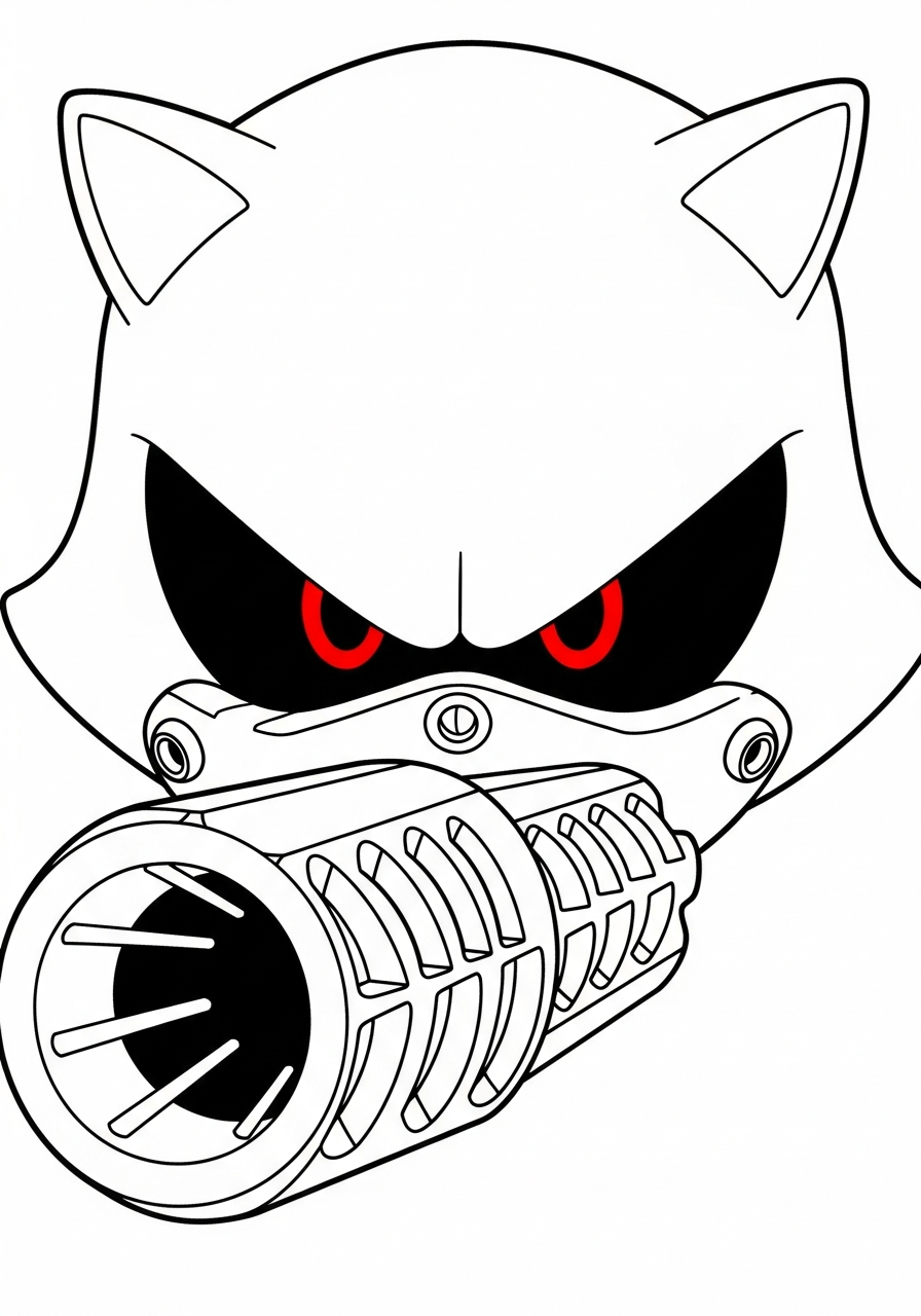 Metal Sonic face close up coloring page