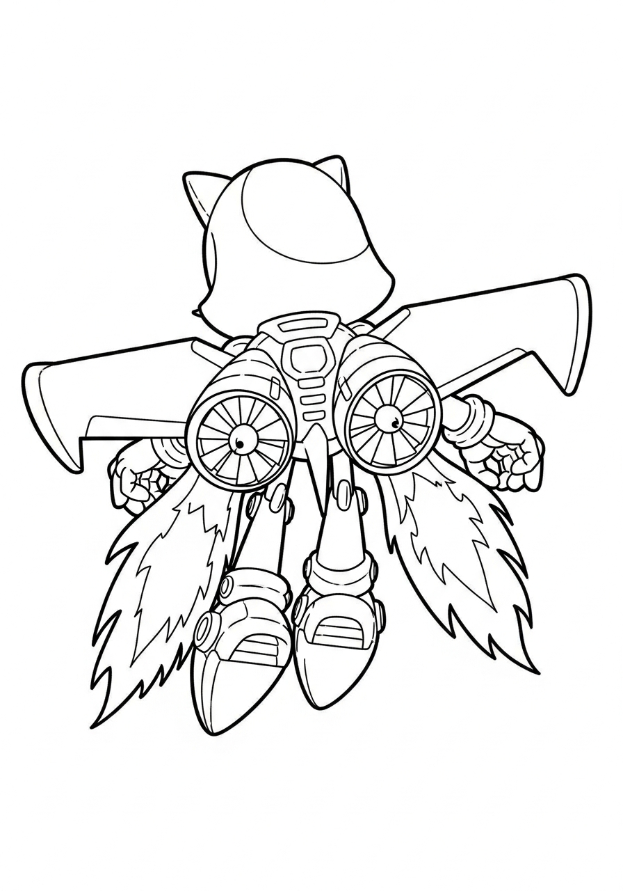 Metal Sonic jet engine coloring page