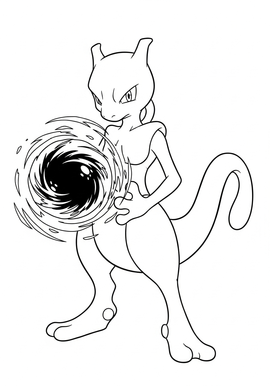 Mewtwo Coloring Pages 15 Mewtwo charging shadow ball coloring page