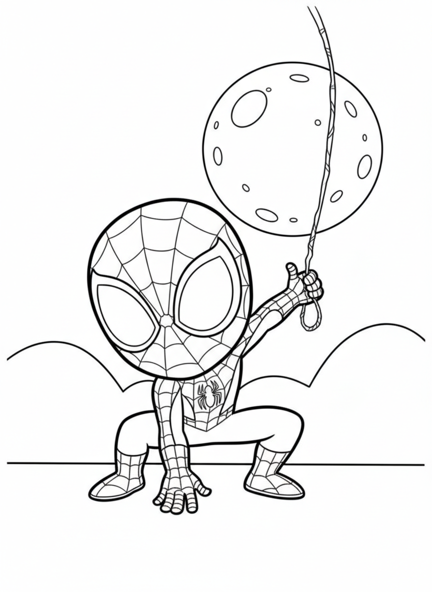 Miles Morales crouching – Spidey And His Amazing Friends coloring page