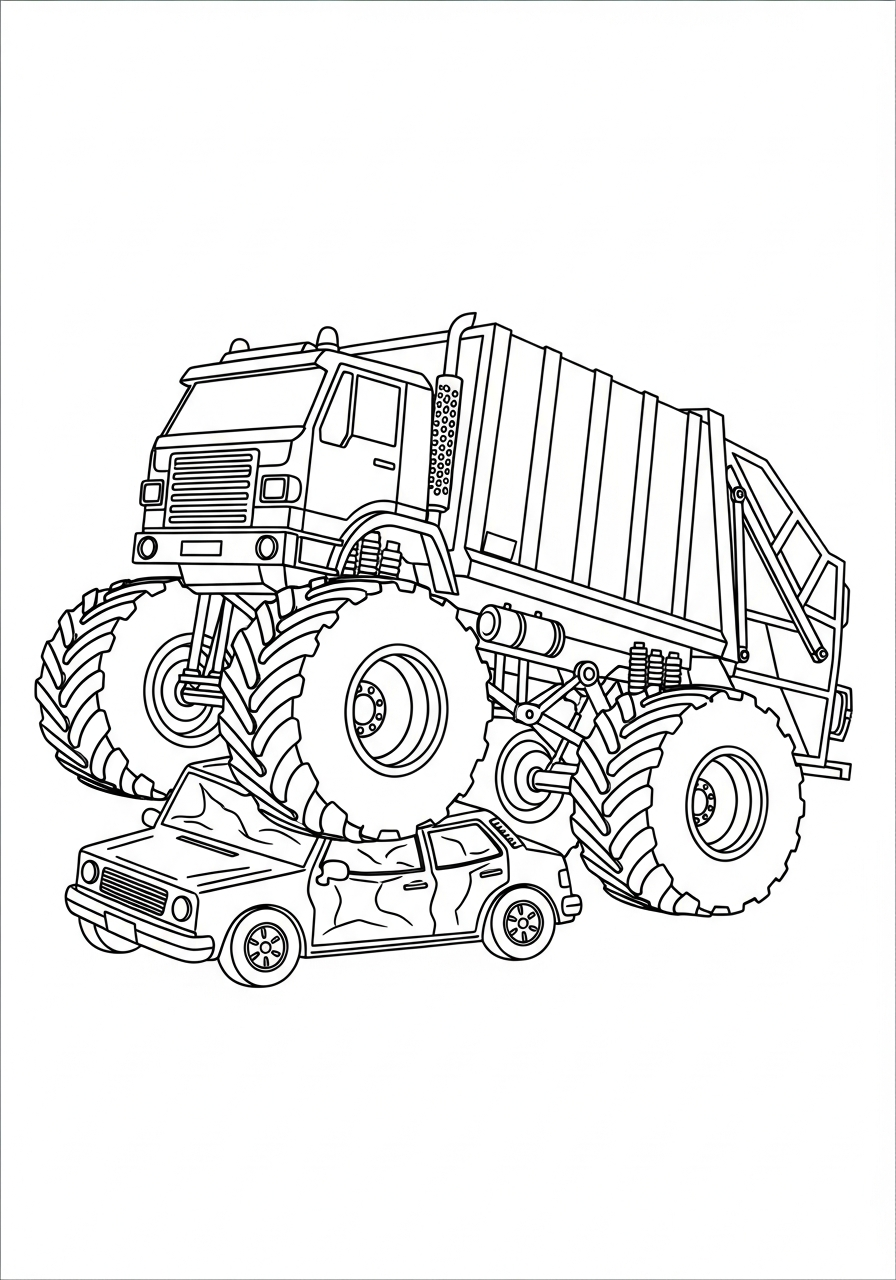 Garbage Truck Coloring Pages 22 Monster truck style garbage truck coloring page