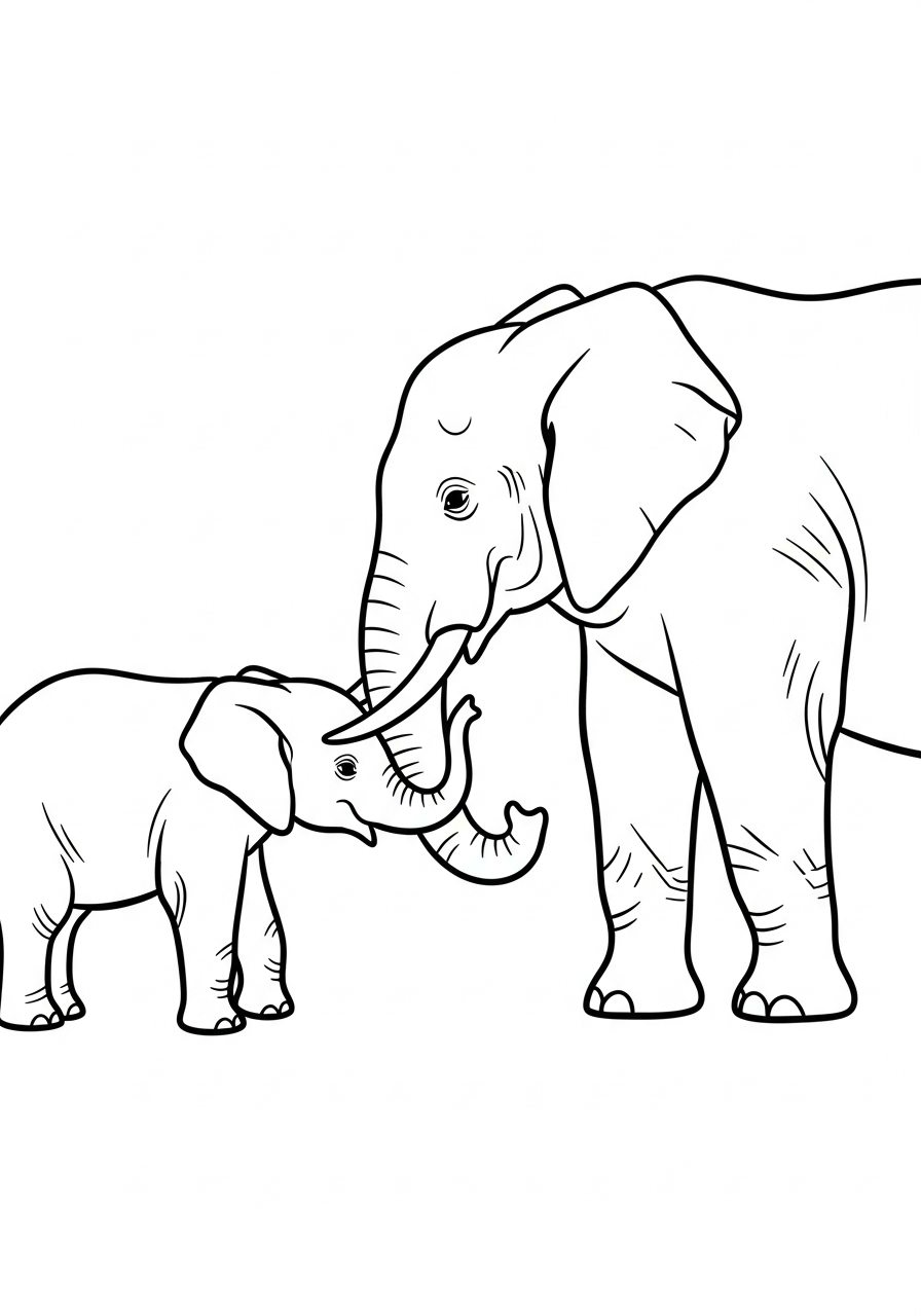 Elephant Coloring Pages 29 Mother and baby elephant love coloring page