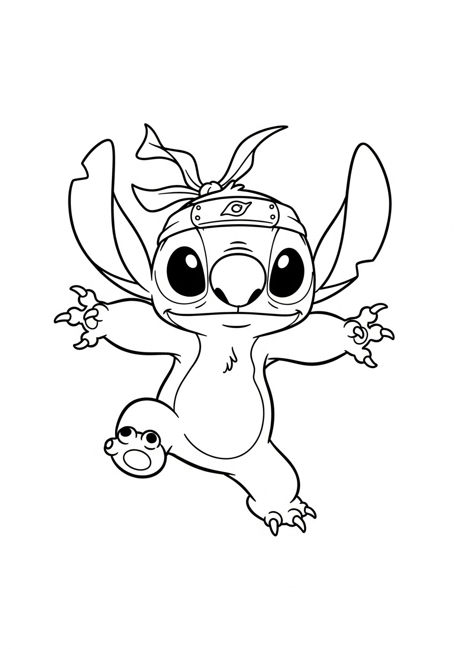 Ninja Stitch action pose coloring page