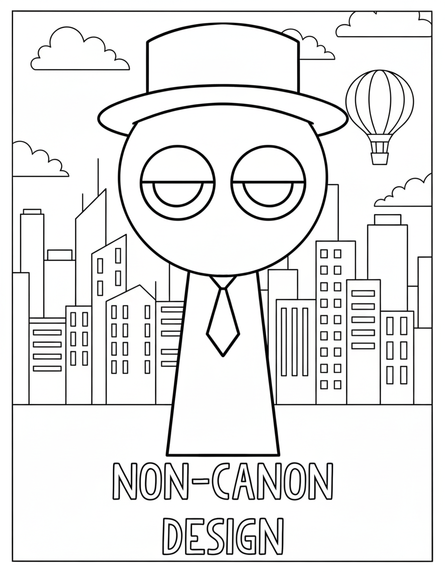 Non canon design Sprunki coloring page city