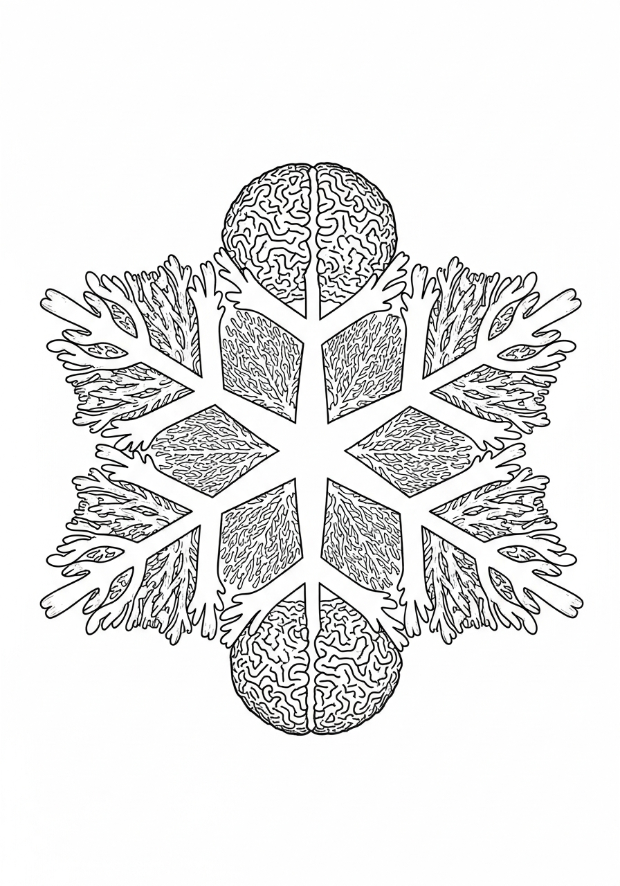Ocean coral reef texture snowflake coloring page