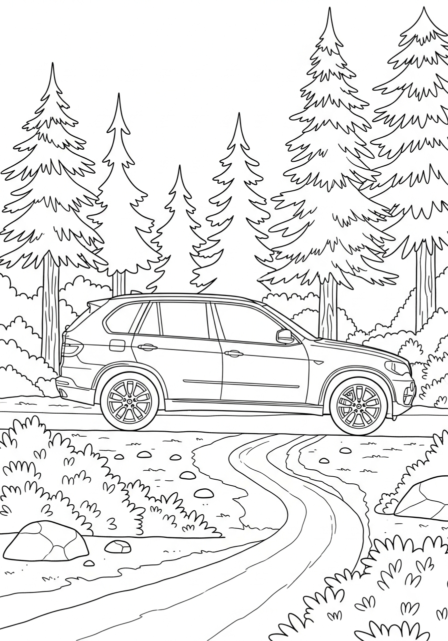 Off road BMW X5 SUV coloring page