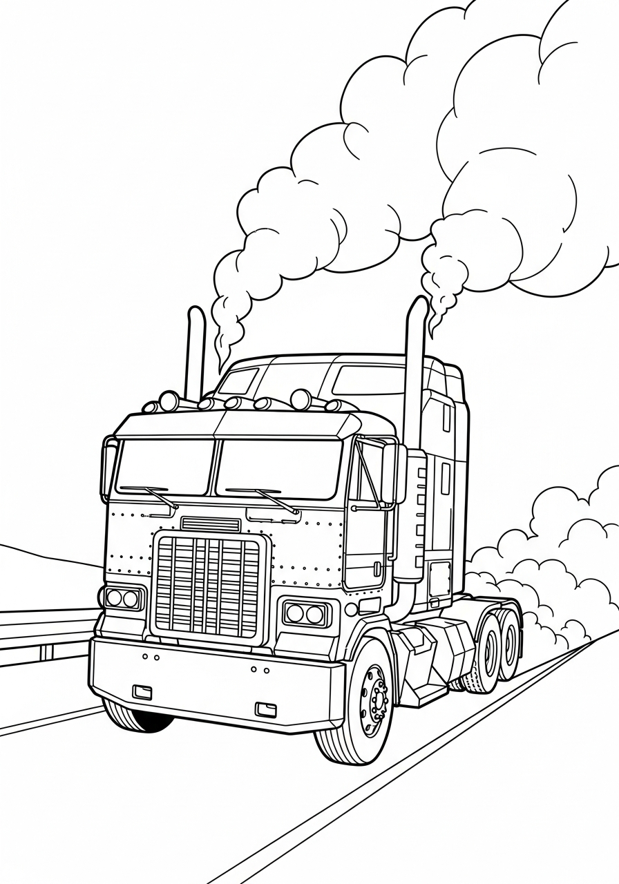Optimus prime truck vehicle mode coloring page