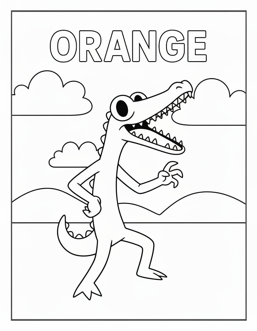 Rainbow Friends Coloring Pages 26 Orange character standing alone Rainbow Friends coloring page