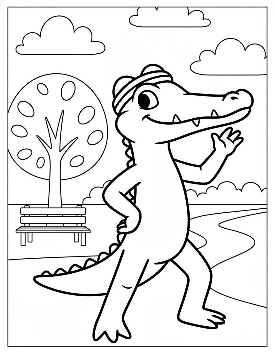Rainbow Friends Coloring Pages 27 Orange waving in park Rainbow Friends coloring page