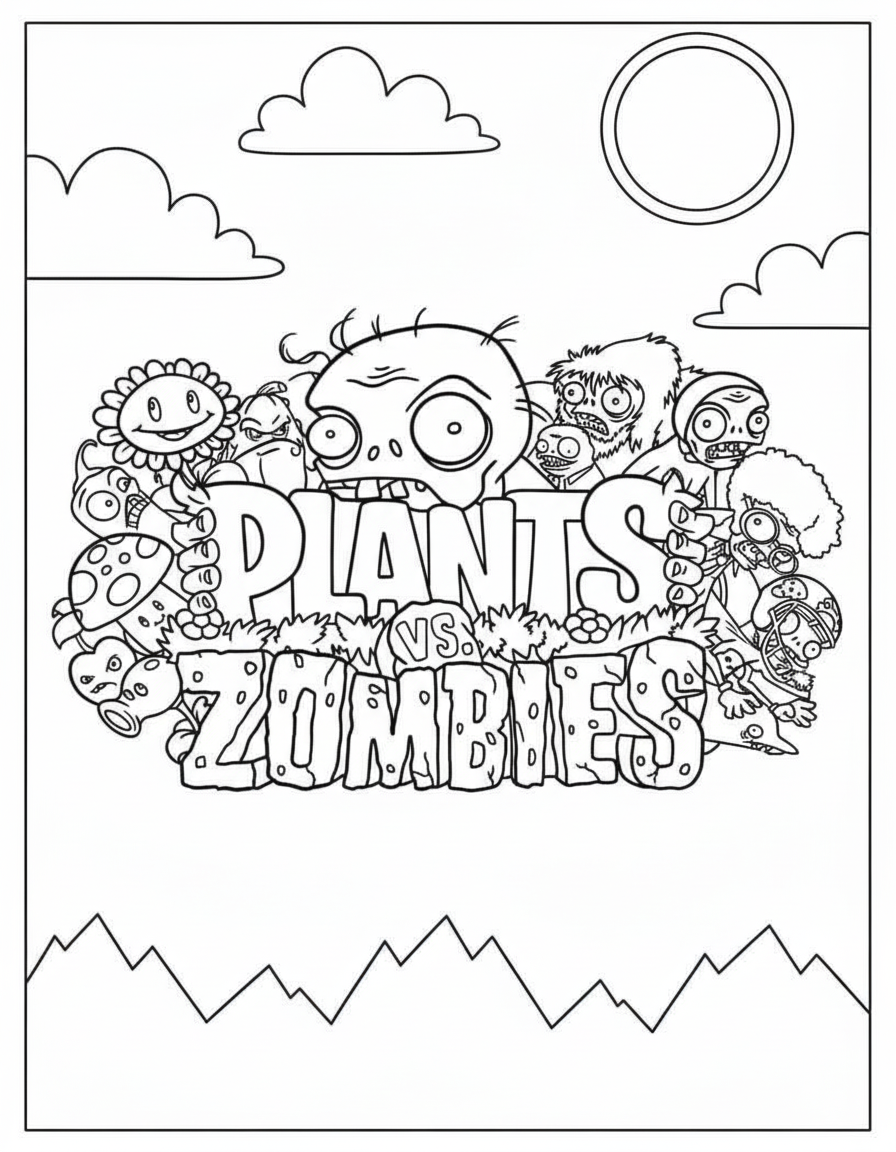 Plants vs Zombies official logo coloring sheet