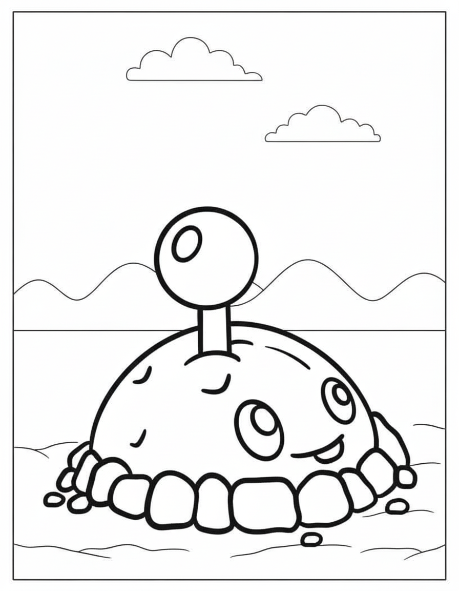 Potato Mine ready to explode coloring page