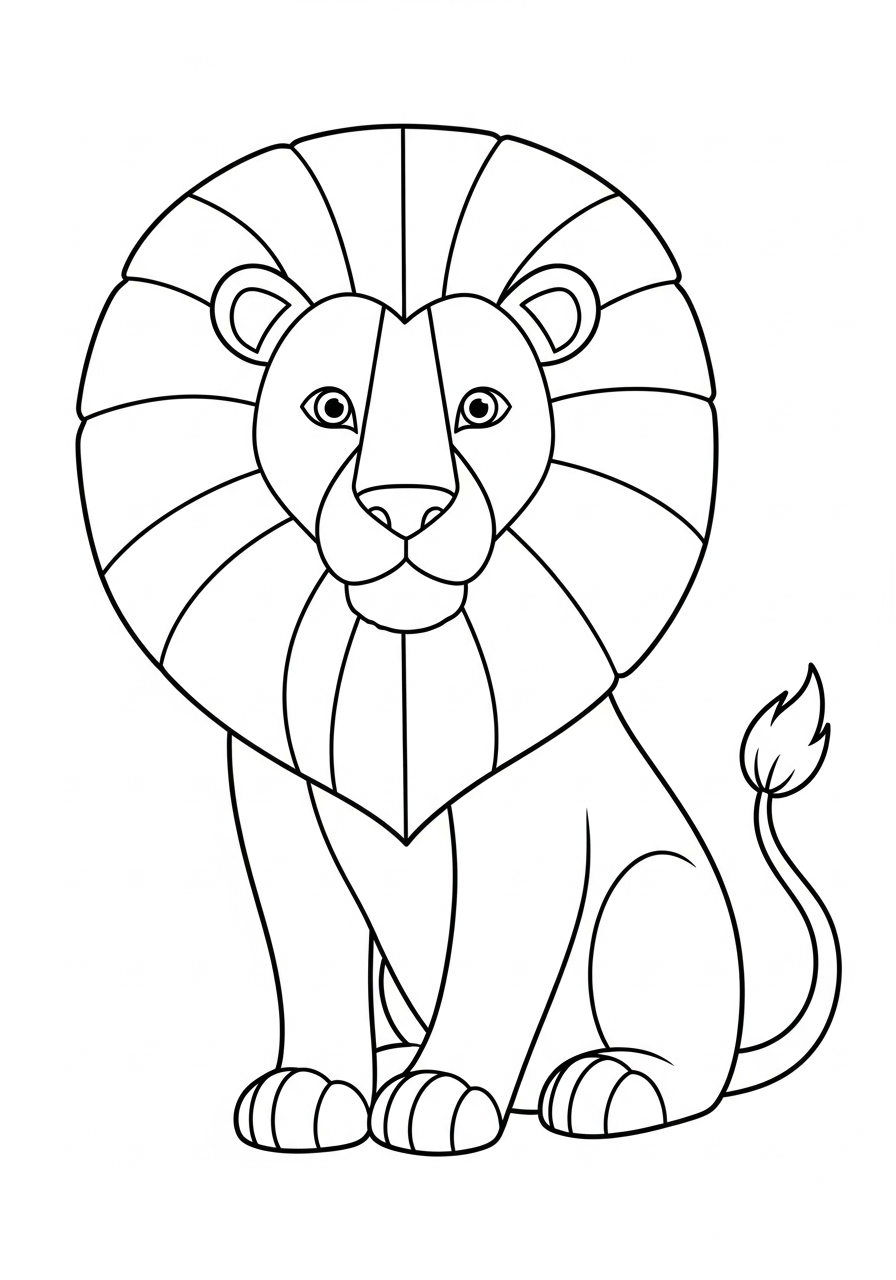 Rainbow mane lion for kids coloring page