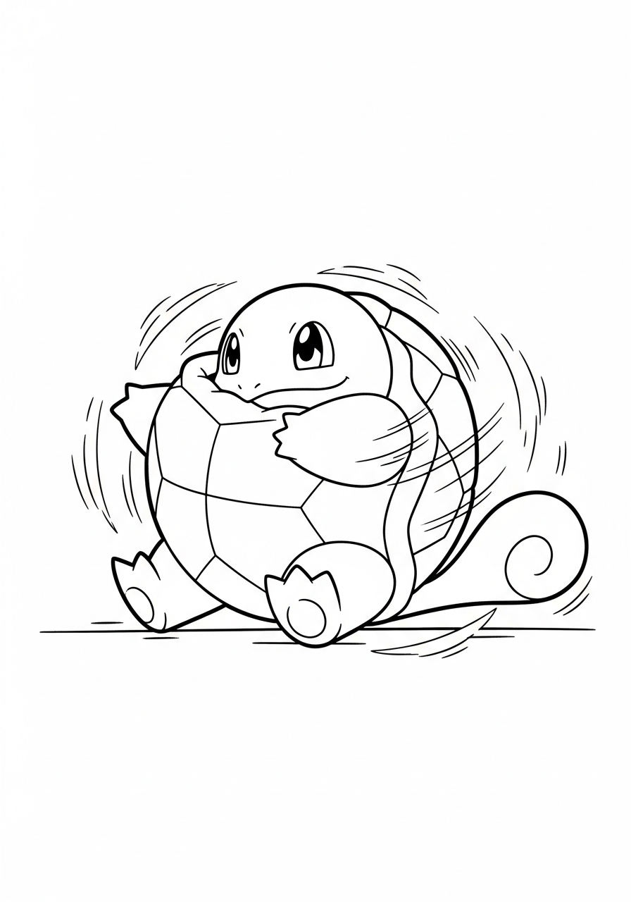Rapid spinning Squirtle shell coloring page