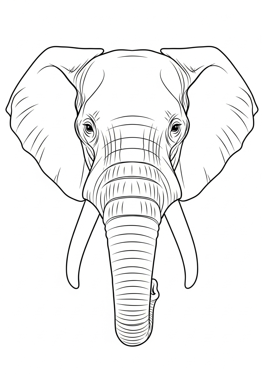 Elephant Coloring Pages 33 Realistic elephant face close up coloring page