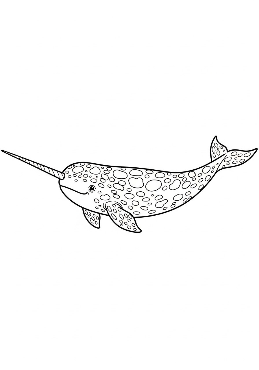 Narwhal Coloring Pages 30 Realistic spotted narwhal skin coloring page