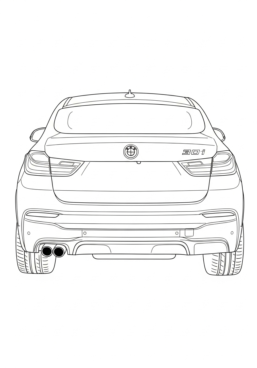 Rear view BMW X4 car coloring page
