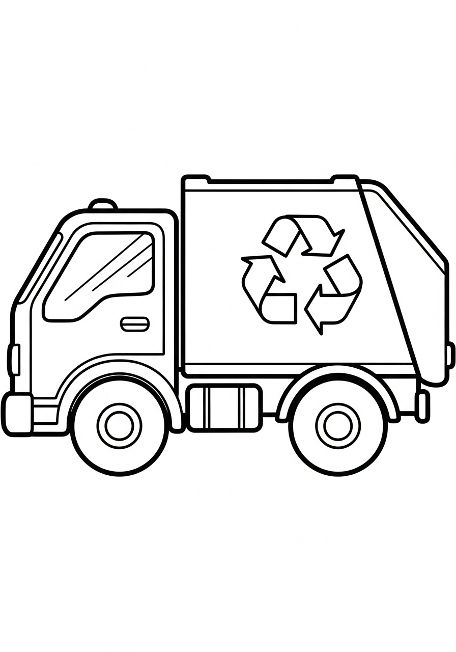 Garbage Truck Coloring Pages 26 Recycling truck with mobius loop coloring page