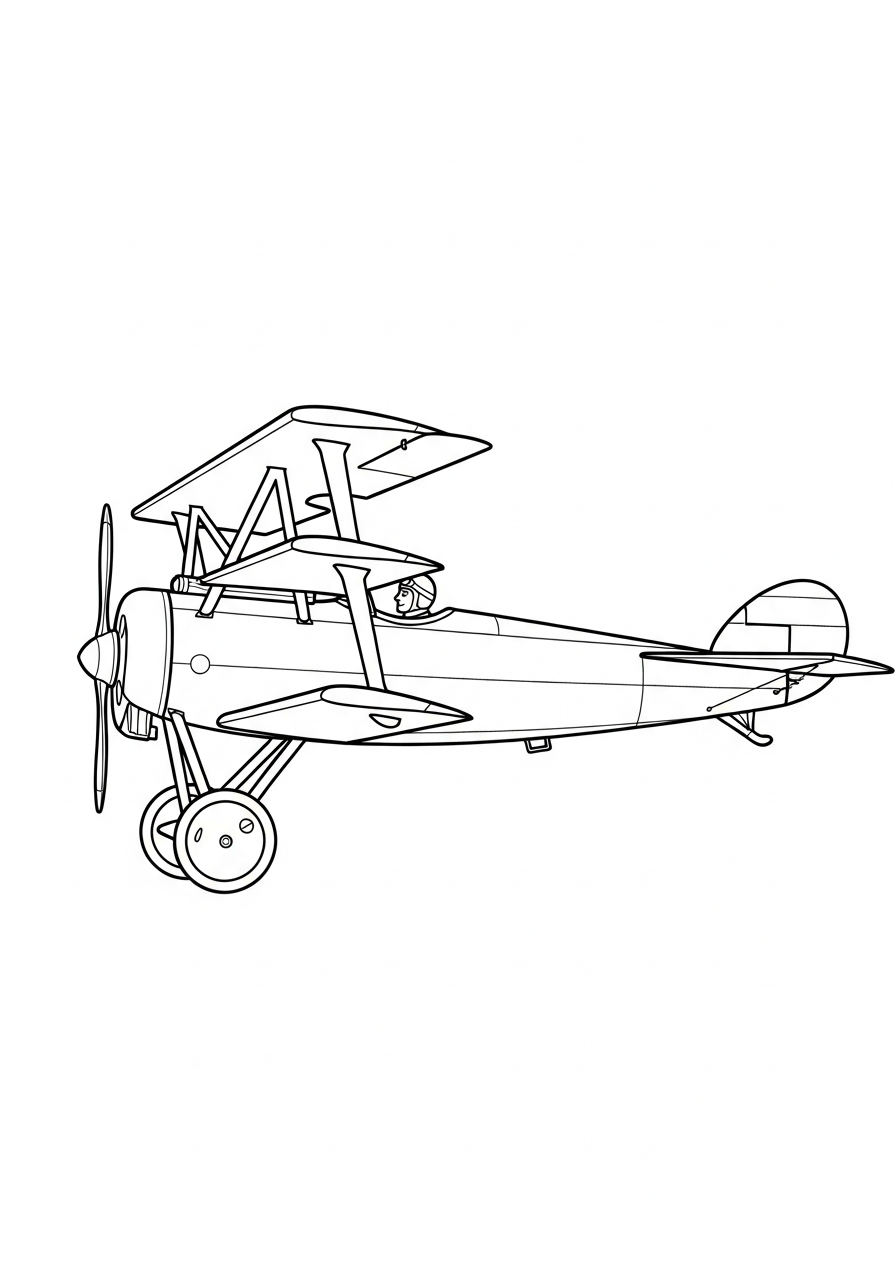Airplane Coloring Pages 24 Red Baron vintage triplane fighter coloring page