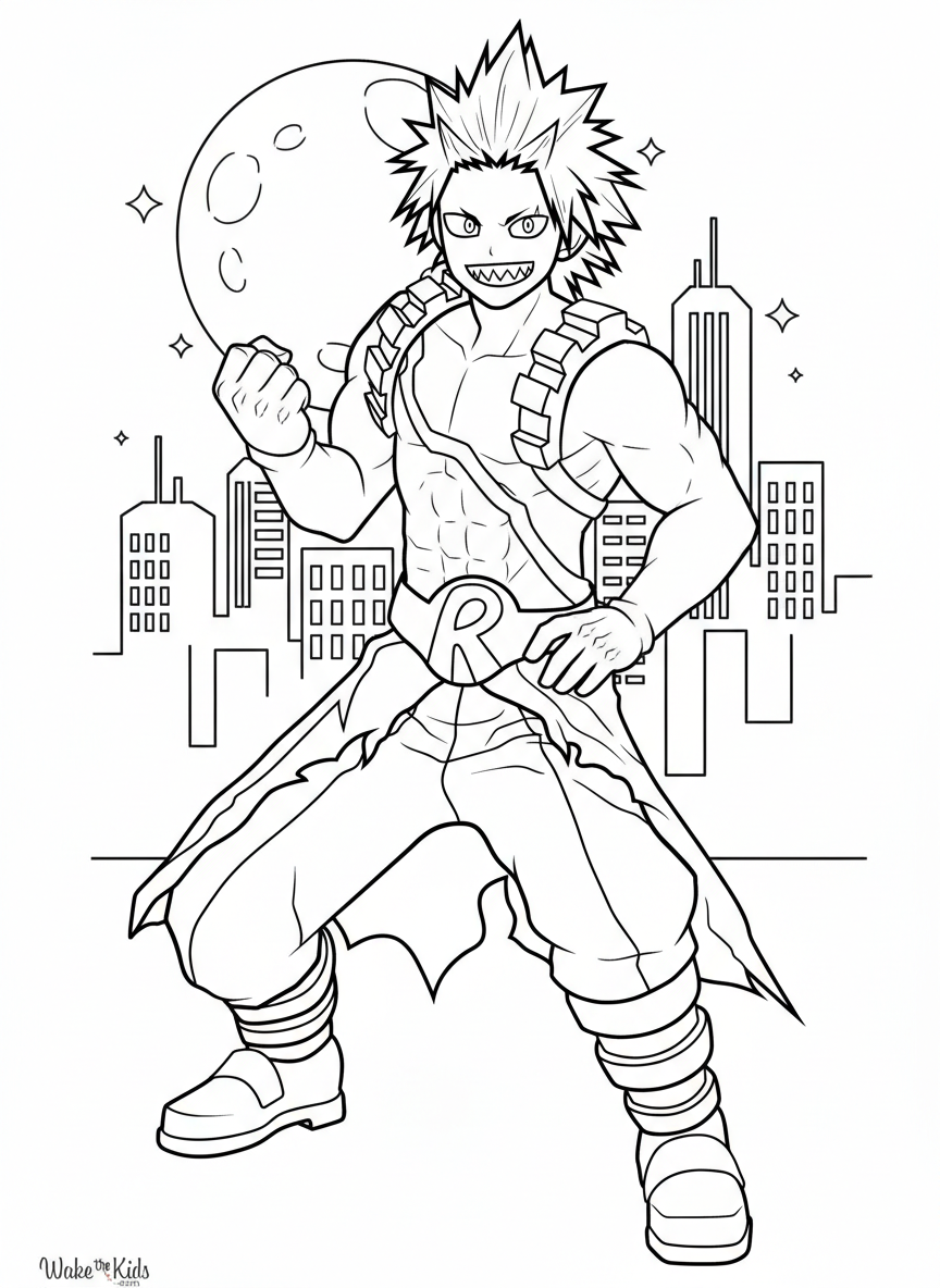 Red Riot Kirishima My Hero Academia coloring page