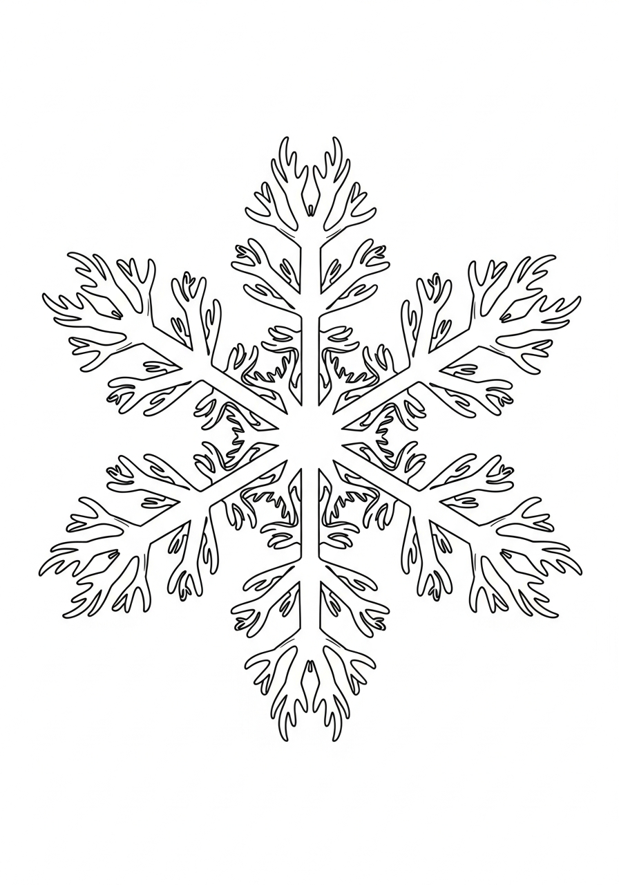 Reindeer antler shape winter snowflake coloring page