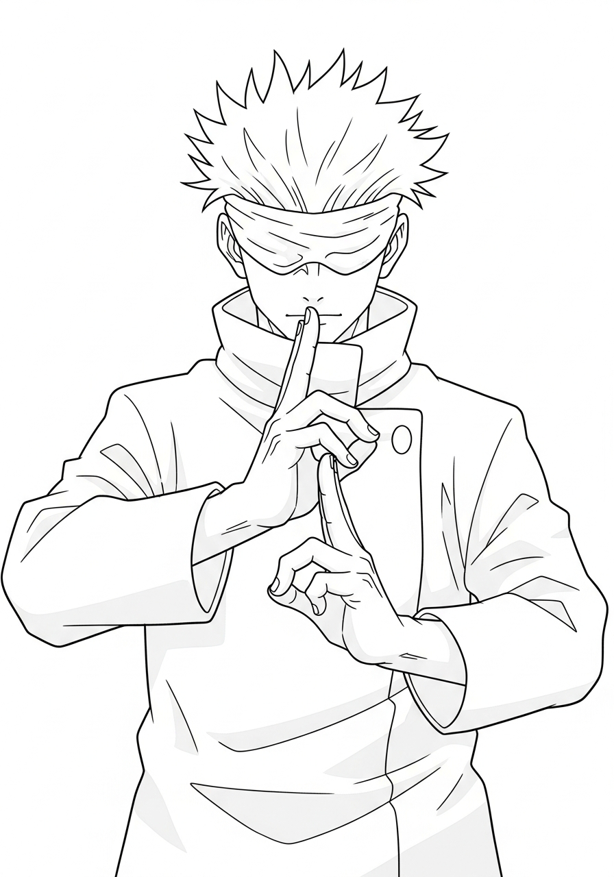 Satoru Gojo Coloring Pages 22 Satoru Gojo Domain Expansion hand sign coloring page