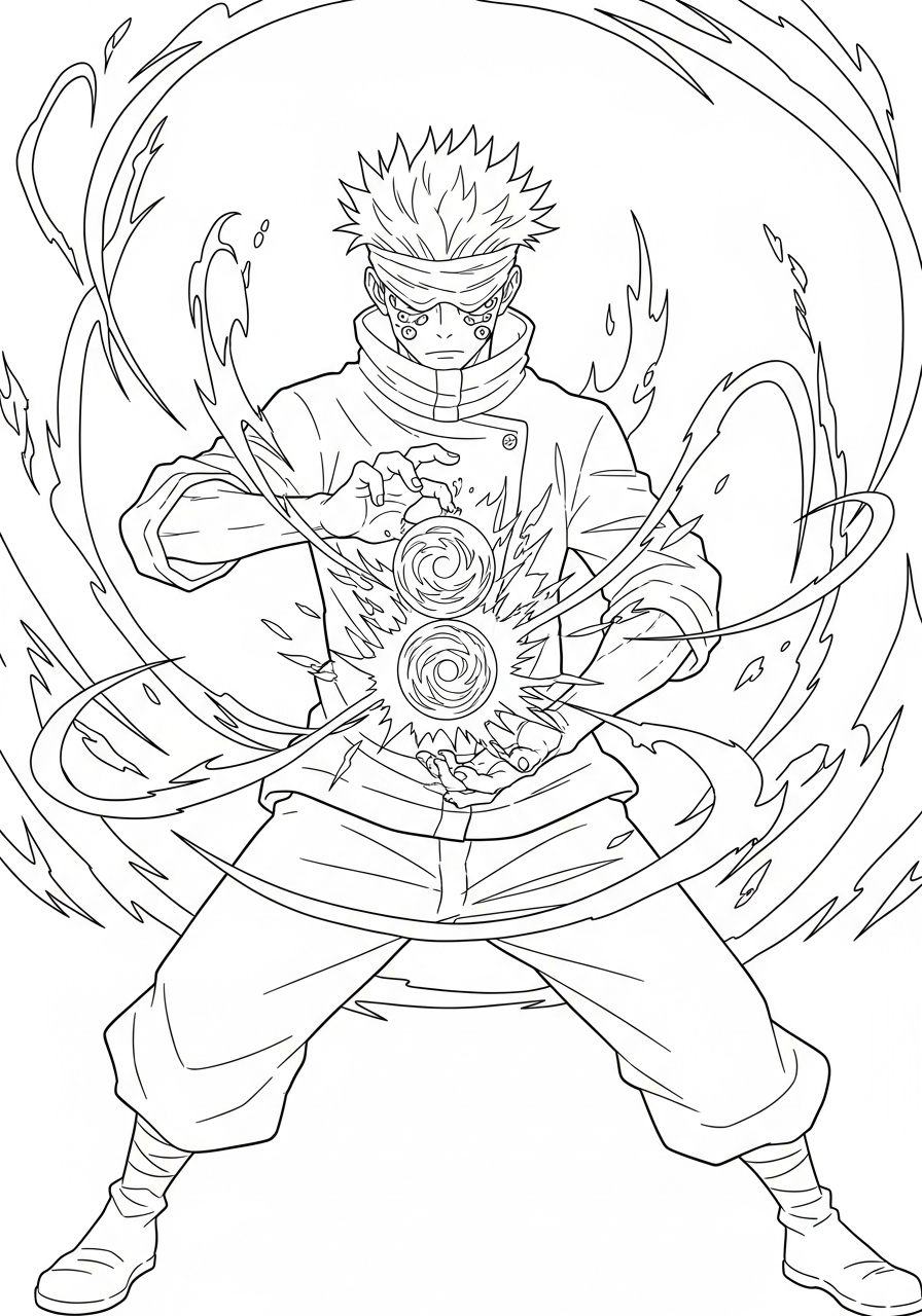 Satoru Gojo Coloring Pages 25 Satoru Gojo Hollow Purple attack coloring page
