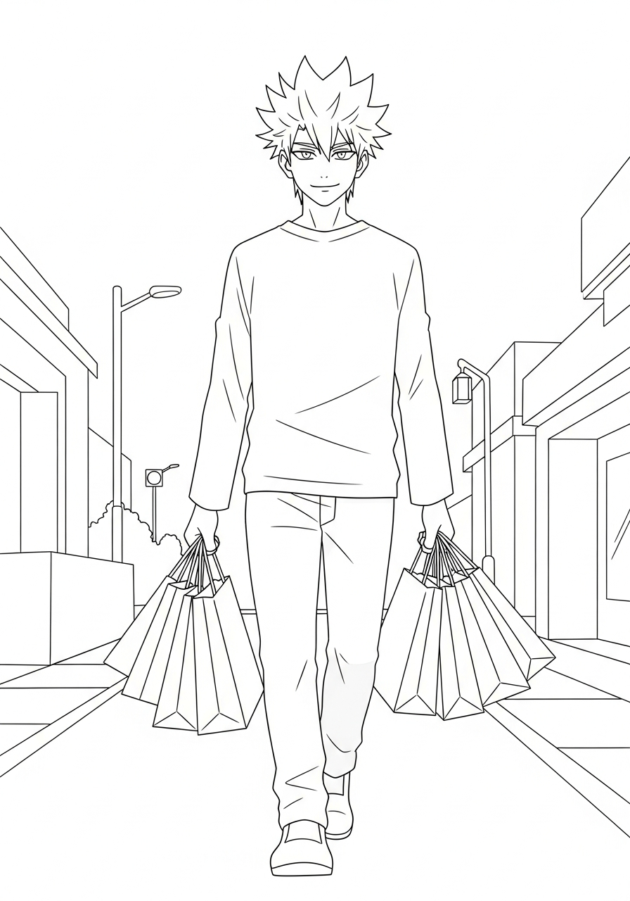 Satoru Gojo Coloring Pages 27 Satoru Gojo shopping bags walking coloring page