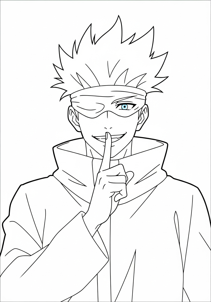 Satoru Gojo Coloring Pages 28 Satoru Gojo shushing finger gesture coloring page