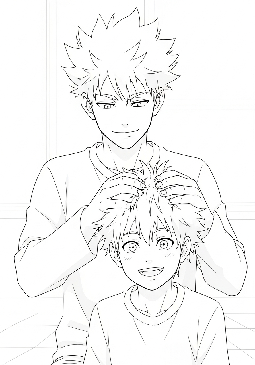 Satoru Gojo Coloring Pages 31 Satoru Gojo with Yuji Itadori coloring page