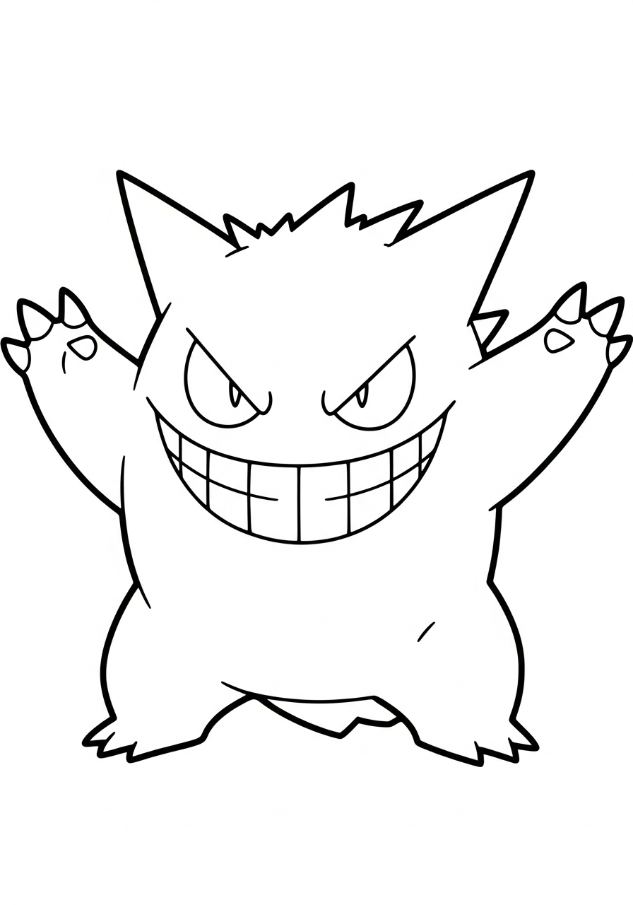 Gengar Coloring Pages 21 Scary Gengar with claws coloring page