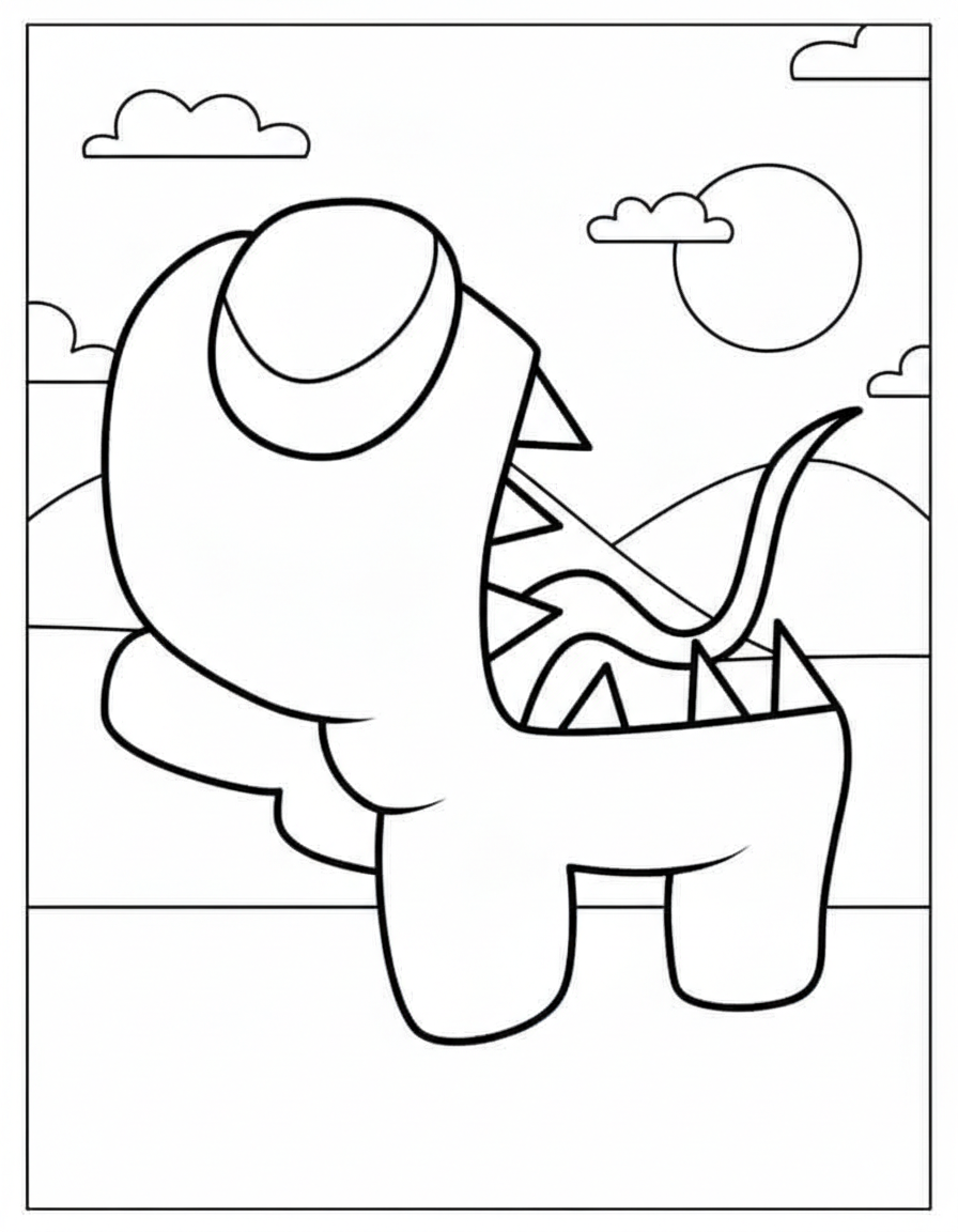 Scary Impostor open mouth Among Us page