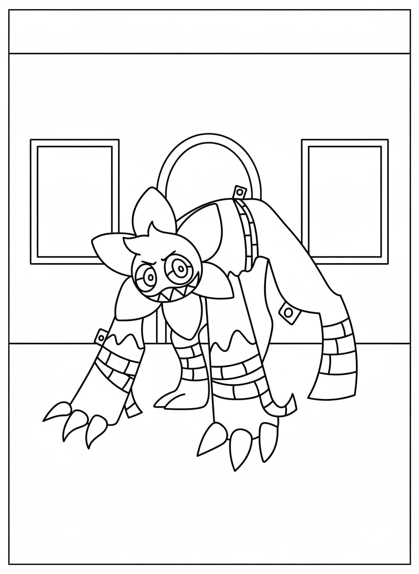 Scary Twisted Dandy monster coloring page