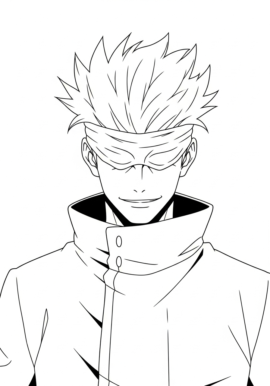 Satoru Gojo Coloring Pages 32 Serious Satoru Gojo no blindfold coloring page
