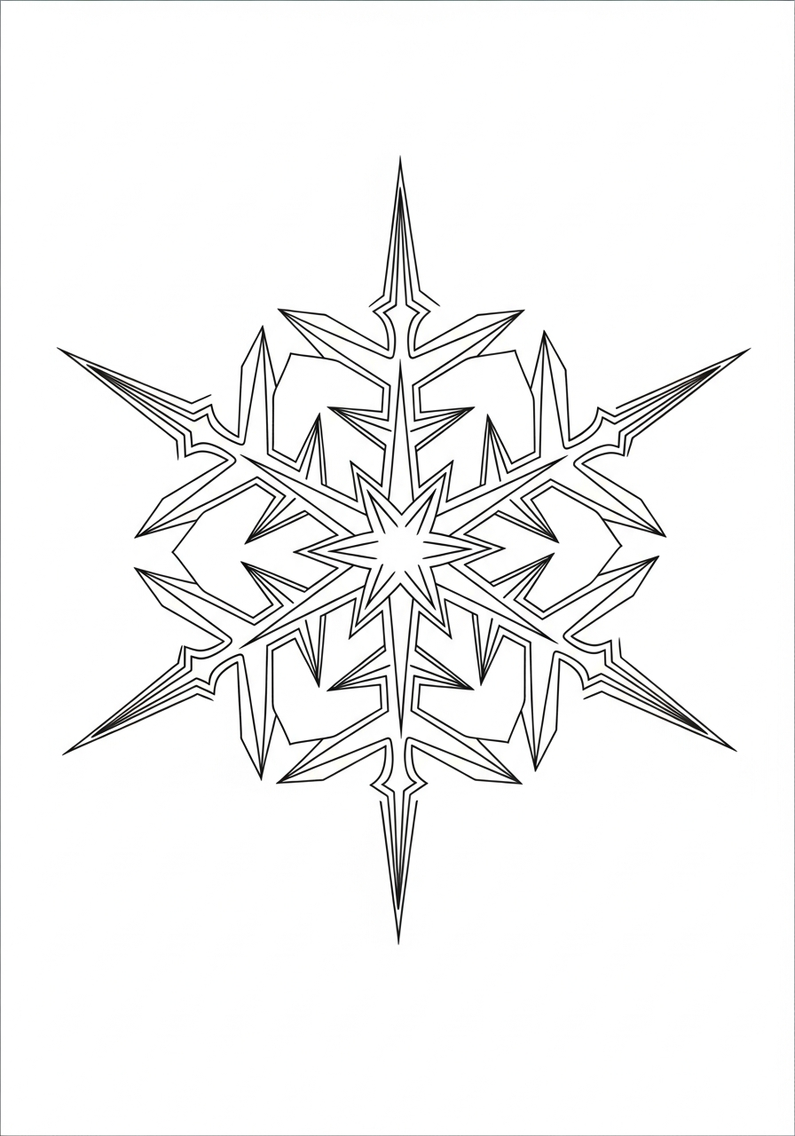 Sharp edgy gothic spike snowflake coloring page