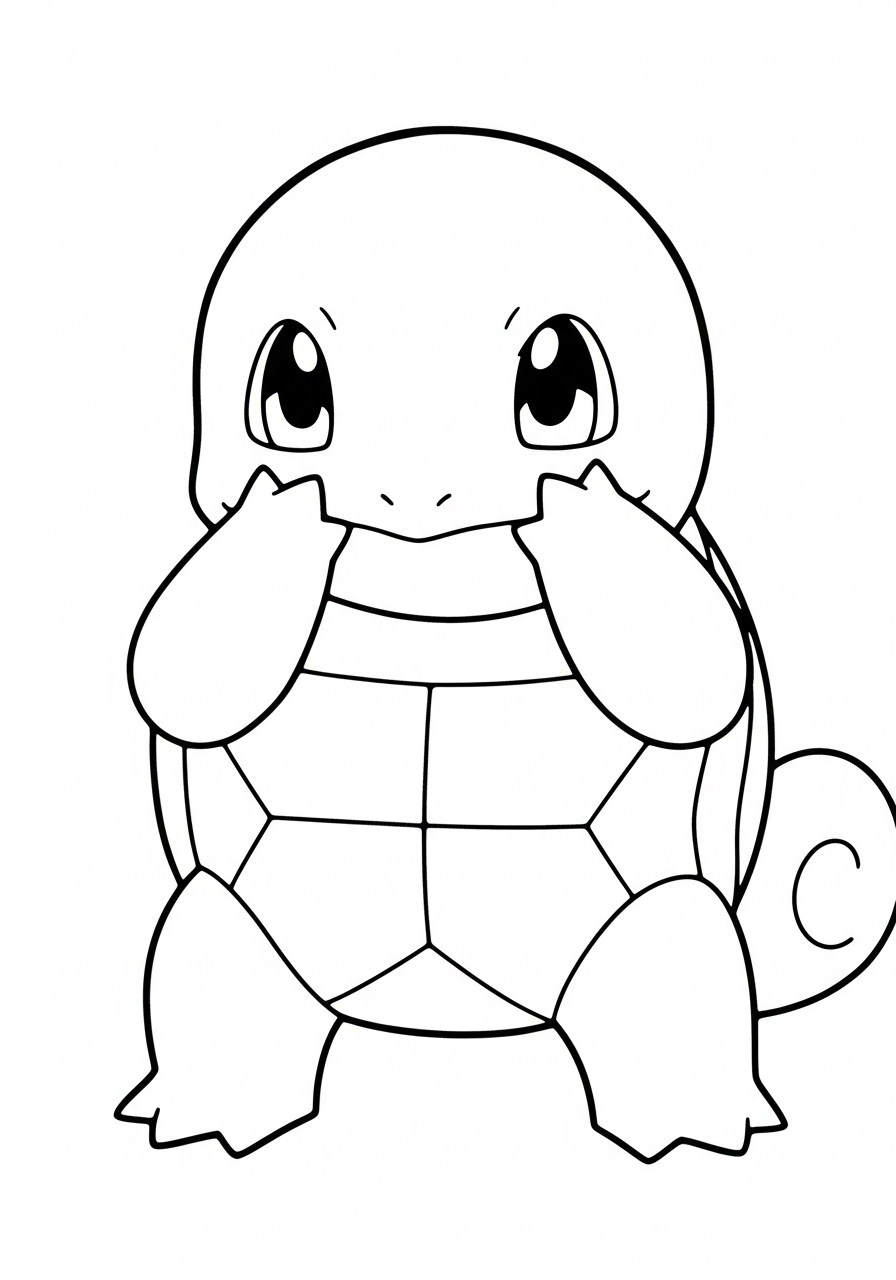 Shy blushing cute Squirtle coloring page