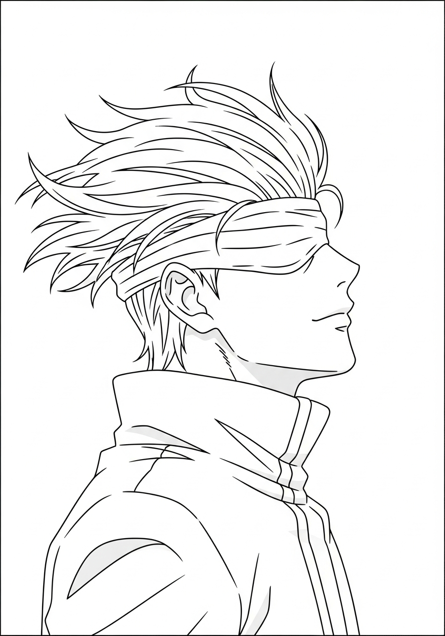 Satoru Gojo Coloring Pages 33 Side profile Satoru Gojo face coloring page