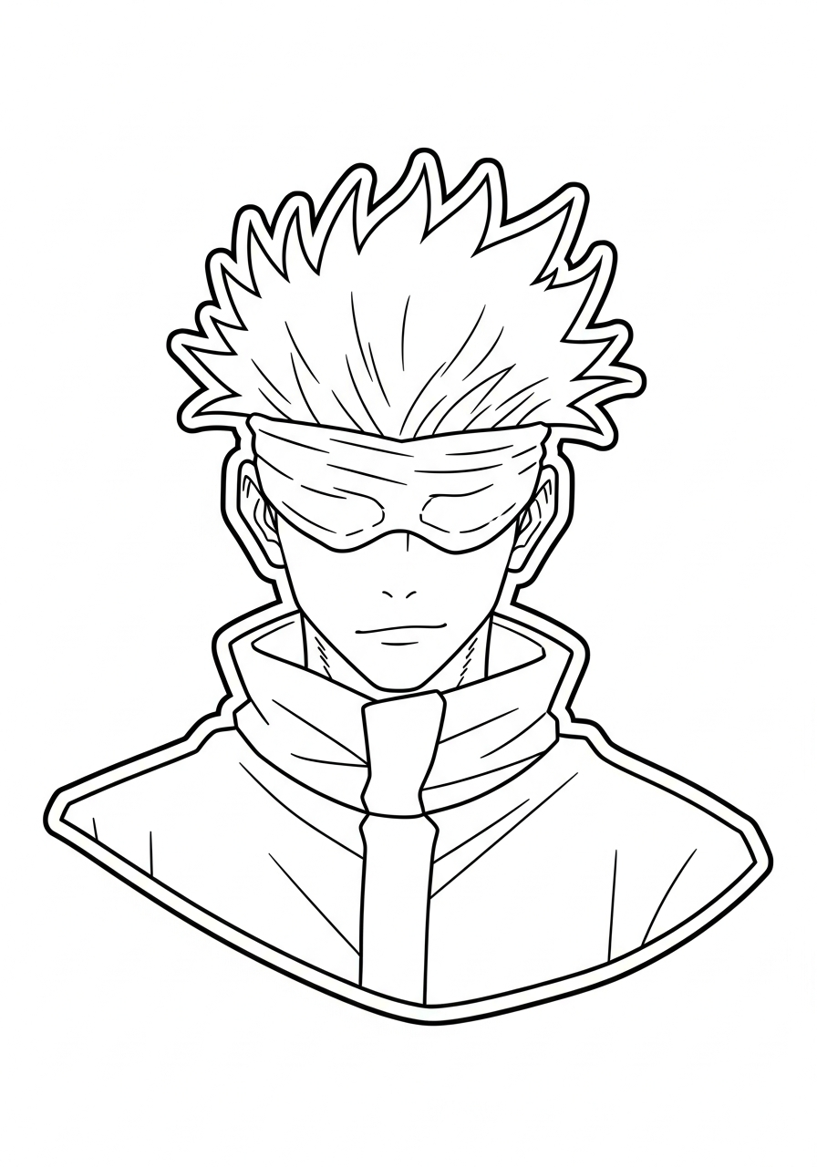 Satoru Gojo Coloring Pages 34 Simple Satoru Gojo sticker style coloring page