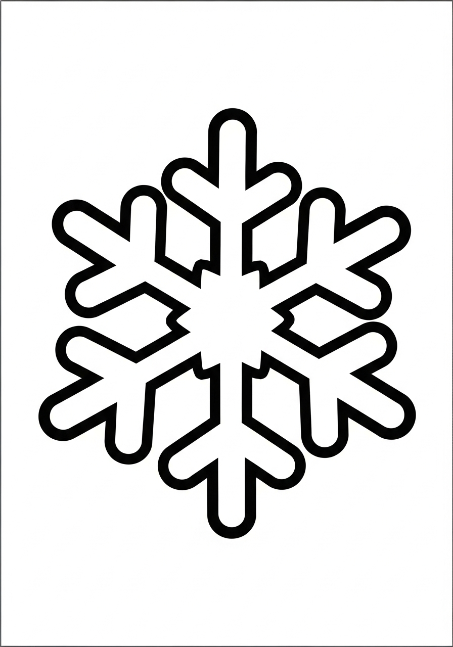 Simple hexagonal shape snowflake coloring page