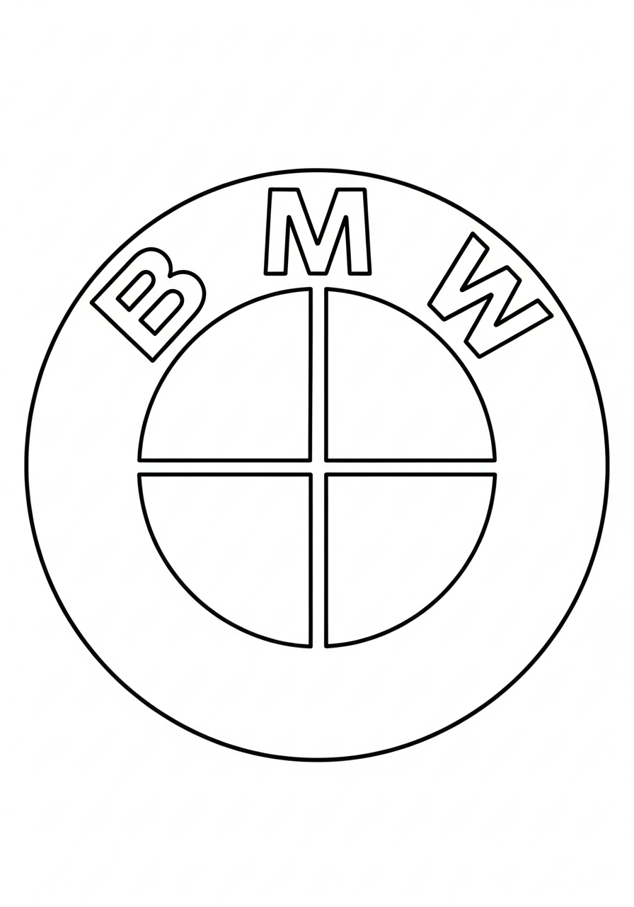 Simple official BMW brand logo coloring page