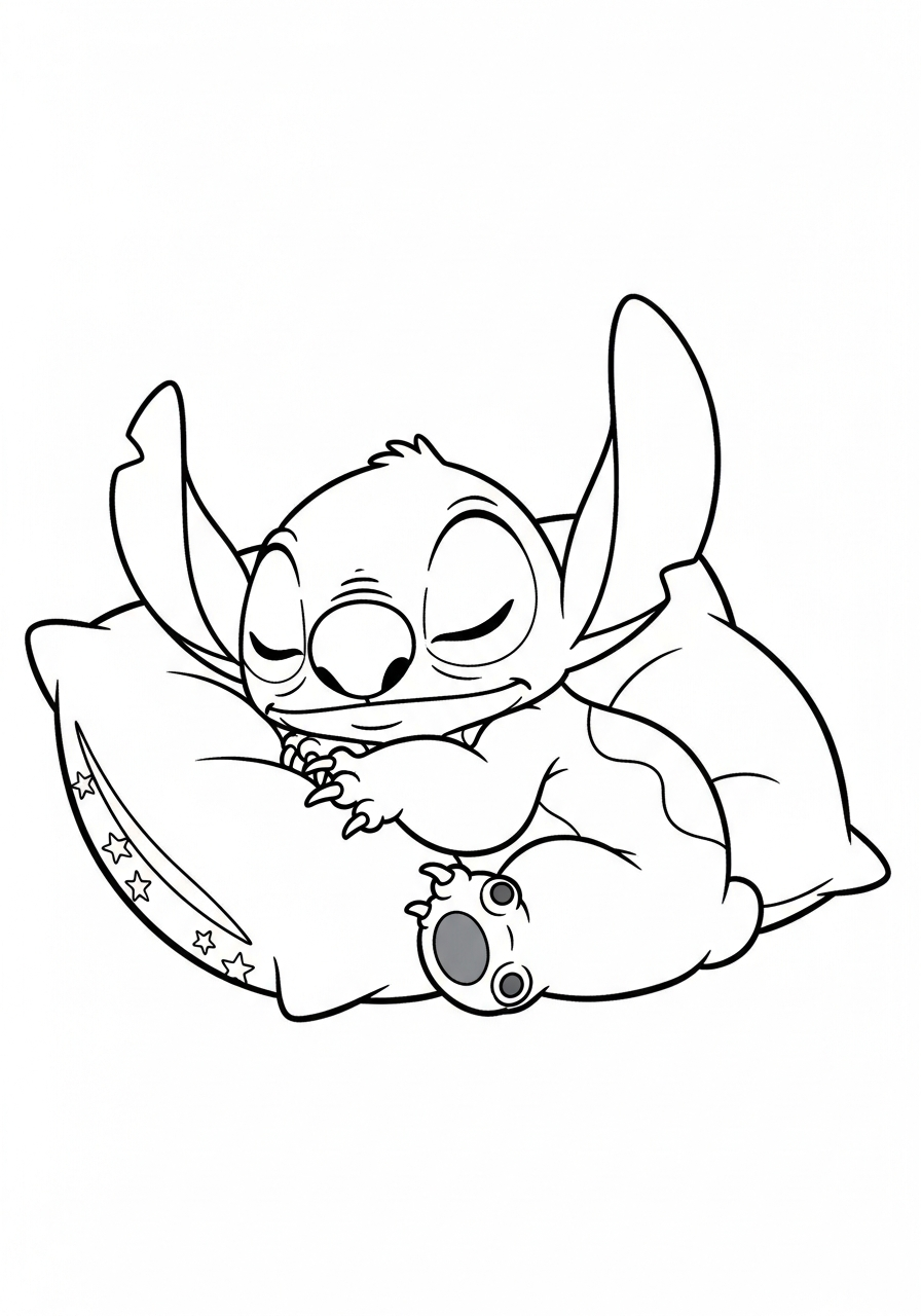 Sleeping Stitch cute coloring page