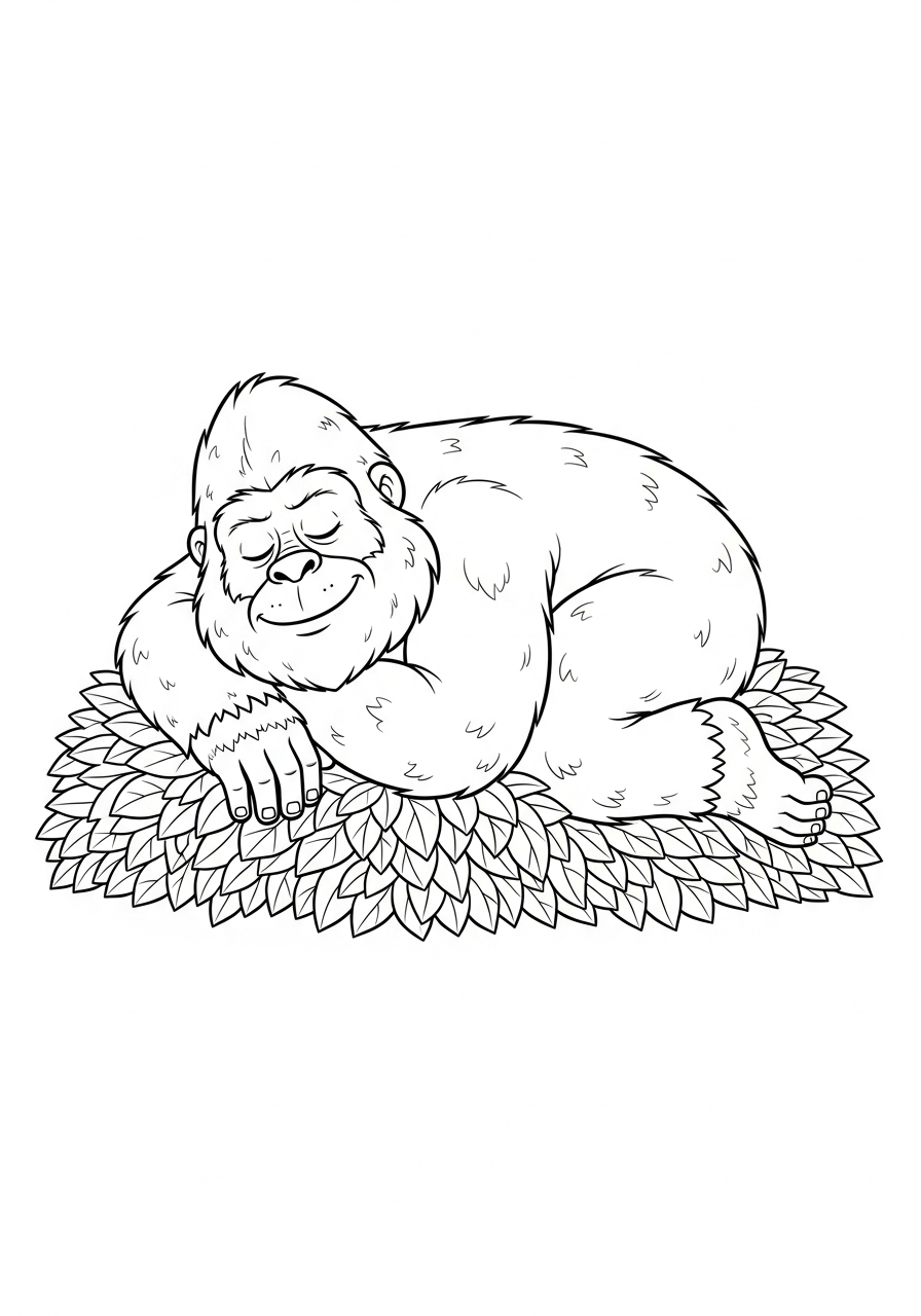 Bigfoot Coloring Pages 29 Sleeping fluffy bigfoot in leaves coloring page