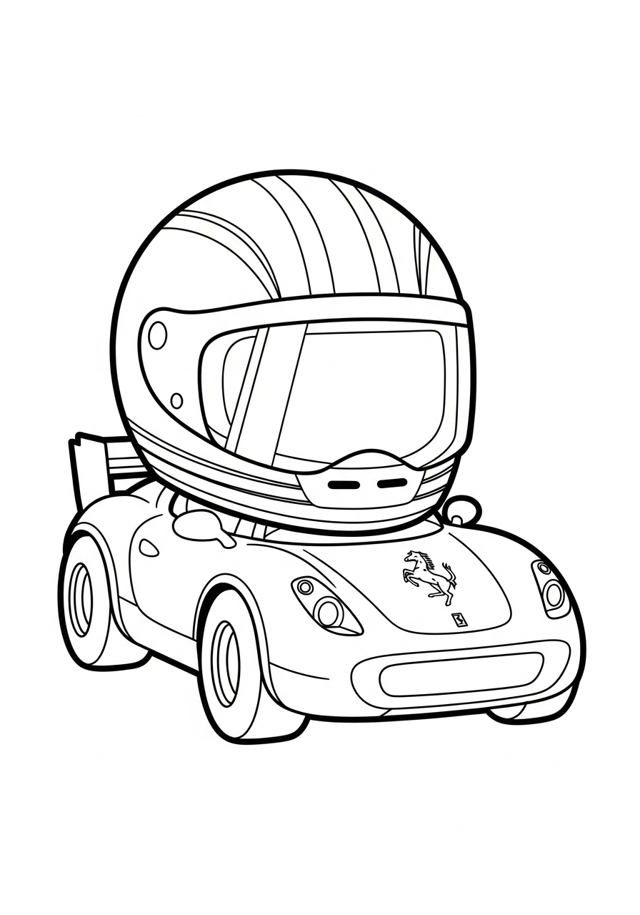Ferrari Coloring Pages 32 Small Chibi Ferrari racer anime coloring page